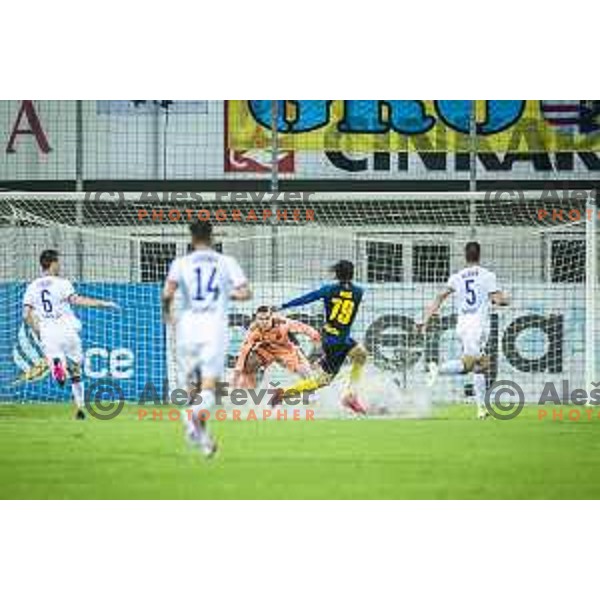 Azbe Jug in action during Prva liga Telemach football match between Celje and Maribor in Arena z’Dežele, Celje, Slovenia on July 18, 2021