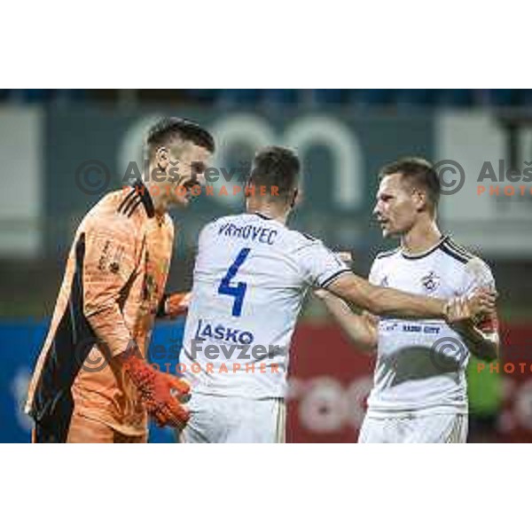 Azbe Jug and Martin Milec celebrating during Prva liga Telemach football match between Celje and Maribor in Arena z’Dežele, Celje, Slovenia on July 18, 2021