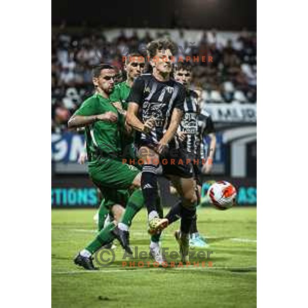 Kai Cipot in action during UEFA Champions League qualifier football match between Mura and Ludogorets in Fazanerija, Murska Sobota, Slovenia on July 21, 2021