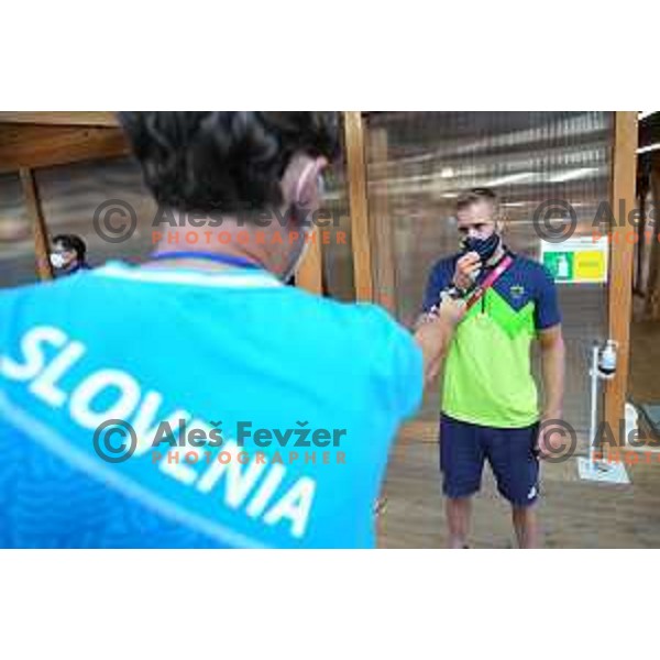 Benjamin Savsek of Slovenia Olympic team during open air press conference in Olympic Village at Tokyo 2020 Summer Olympic Games Japan on July 22, 2021