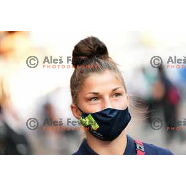 Marusa Stangar of Slovenia Olympic team during open air press conference in Olympic Village at Tokyo 2020 Summer Olympic Games Japan on July 22, 2021