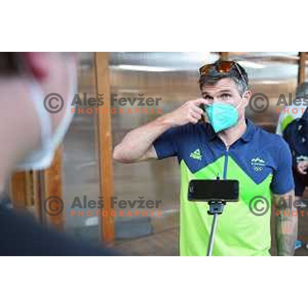 Peter Kauzer of Slovenia Olympic team during open air press conference in Olympic Village at Tokyo 2020 Summer Olympic Games Japan on July 22, 2021
