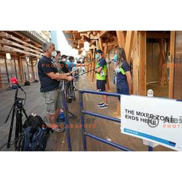 Of Slovenia Olympic team at open air press conference in Olympic Village at Tokyo 2020 Summer Olympic Games Japan on July 22, 2021