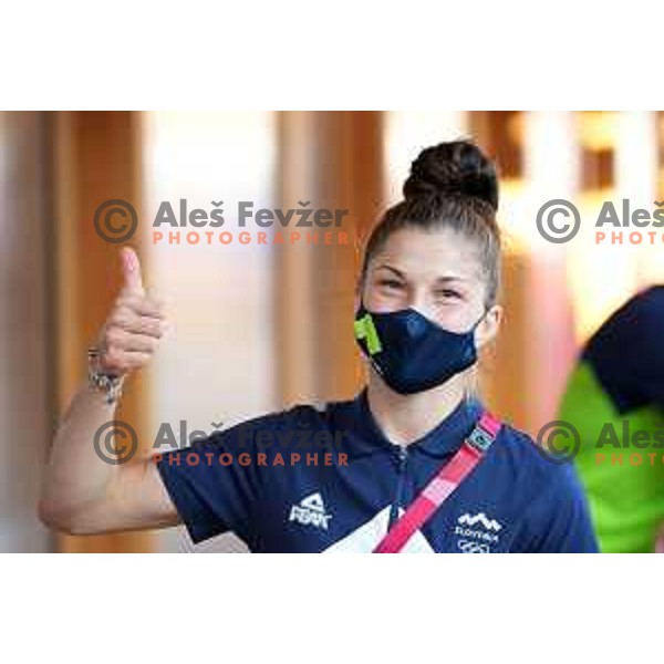 Marusa Stangar of Slovenia Olympic team during open air press conference in Olympic Village at Tokyo 2020 Summer Olympic Games Japan on July 22, 2021