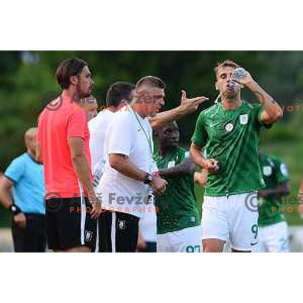 Head coach Savo Milosevic and Mustafa Nukic during UEFA Conference league qualification match between Olimpija (SLO) and Birkirkara (TUR) in Ljubljana, Slovenia on July 22, 2021