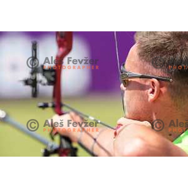 Ziga Ravnikar (SLO) competes in archery at Tokyo 2020 Summer Olympic Games, Japan on July 23, 2021