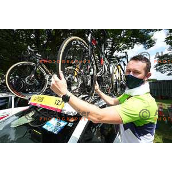 of team Slovenia during Men’s Road Race from Musashinonomori Park to Fuji International Speedway (234 km) at Tokyo 2020 Summer Olympic Games, Japan on July 24, 2021