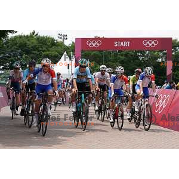 of team Slovenia during Men’s Road Race from Musashinonomori Park to Fuji International Speedway (234 km) at Tokyo 2020 Summer Olympic Games, Japan on July 24, 2021