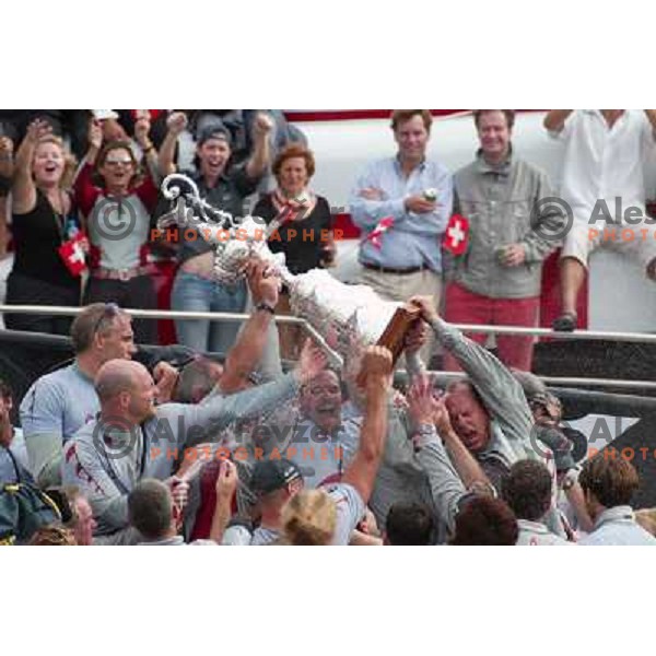 at America\'s Cup Final sailing match race between team New Zealand and team Alinghi in Auckland, New Zealand on March 2, 2003. Team Alinghi defeated Team New Zealand 5:0