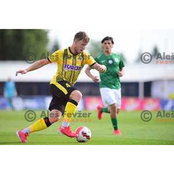Gal Primc in action during Prva liga Telemach fotball match between Radomlje and Olimpija in Domzale, Slovenia on July 25, 2021