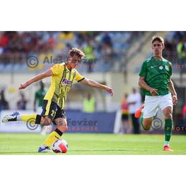Pogacar of Radomlje scores goal during Prva liga Telemach fotball match between Radomlje and Olimpija in Domzale, Slovenia on July 25, 2021