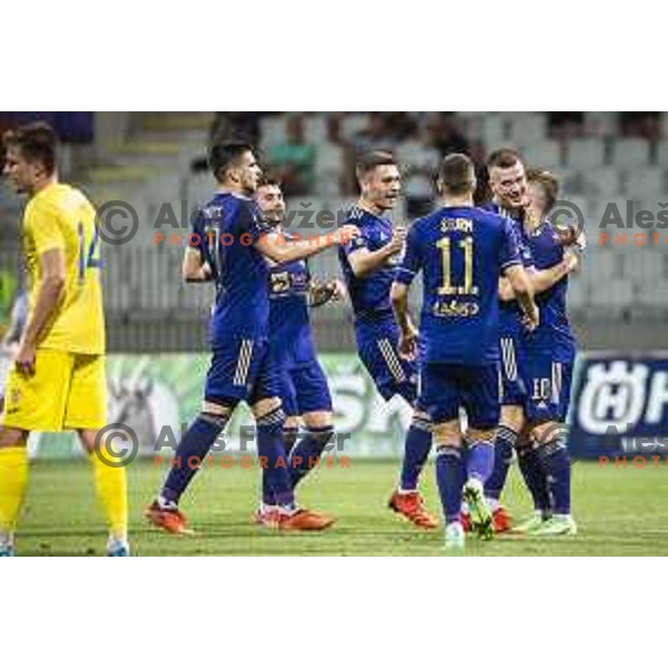 Blaz Vrhovec, Aleks Pihler celebrating during Prva liga Telemach football match between Maribor and Domzale in Ljudski vrt, Maribor, Slovenia on July 25, 2021