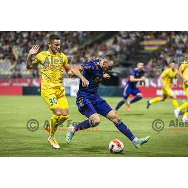 Enes Alic vs in action during Prva liga Telemach football match between Maribor and Domzale in Ljudski vrt, Maribor, Slovenia on July 25, 2021
