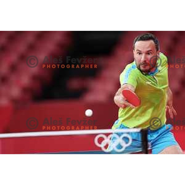 Bojan Tokic competes in second round of Men’s Table Tennis tournament at Tokyo 2020 Summer Olympic Games, Japan on July 26, 2021