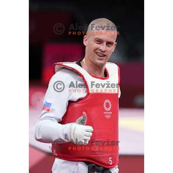 Ivan Konrad Trajkovic (SLO) fights in Men’s Taekwondo +80 kg at Tokyo 2020 Summer Olympic Games, Japan on July 27, 2021