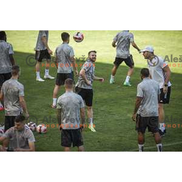 Players of Maribor during practice prior to UEFA Conference League quailfier football match between Hammerby in Ljudski vrt, Maribor, Slovenia on July 28, 2021