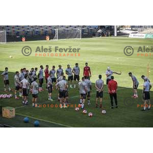 Players of Maribor during practice prior to UEFA Conference League quailfier football match between Hammerby in Ljudski vrt, Maribor, Slovenia on July 28, 2021