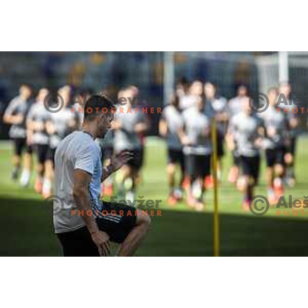 Players of Maribor during practice prior to UEFA Conference League quailfier football match between Hammerby in Ljudski vrt, Maribor, Slovenia on July 28, 2021