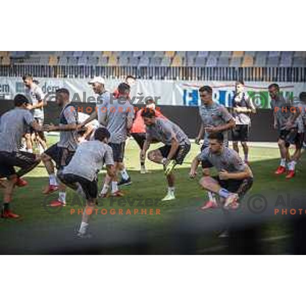 Players of Maribor during practice prior to UEFA Conference League quailfier football match between Hammerby in Ljudski vrt, Maribor, Slovenia on July 28, 2021