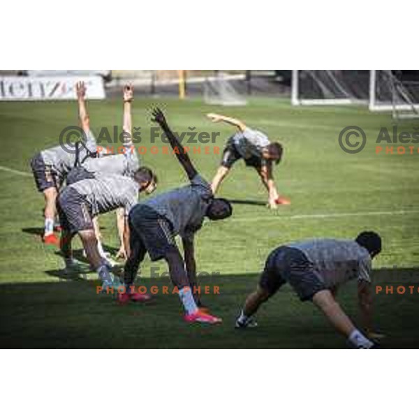 Players of Maribor during practice prior to UEFA Conference League quailfier football match between Hammerby in Ljudski vrt, Maribor, Slovenia on July 28, 2021