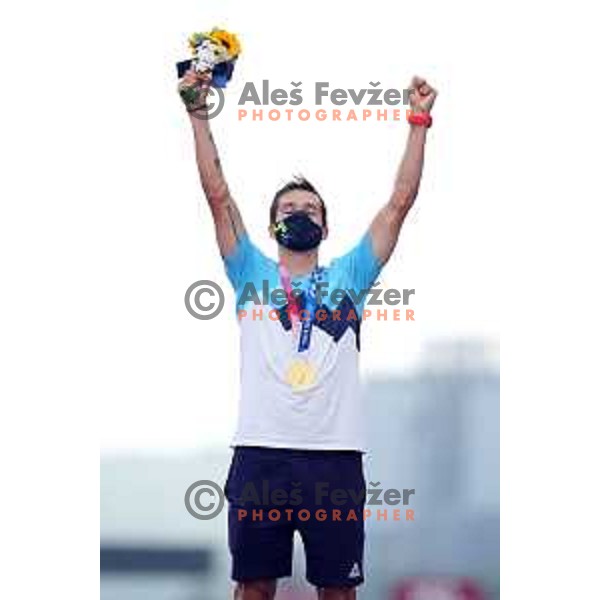 Primoz Roglic (SLO) Olympic Time Trial champion (44.2 km) at Fuji International Speedway at Tokyo 2020 Summer Olympic Games, Japan on July 28, 2021