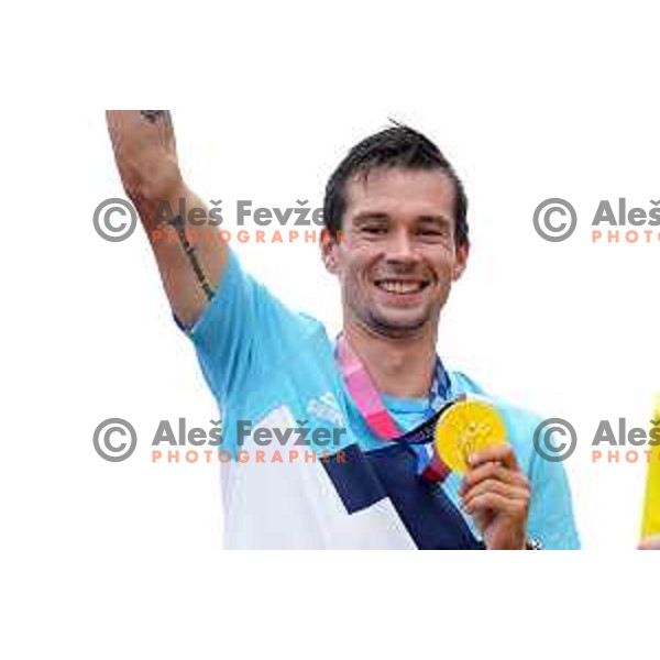 Primoz Roglic (SLO) Olympic Time Trial champion (44.2 km) at Fuji International Speedway at Tokyo 2020 Summer Olympic Games, Japan on July 28, 2021
