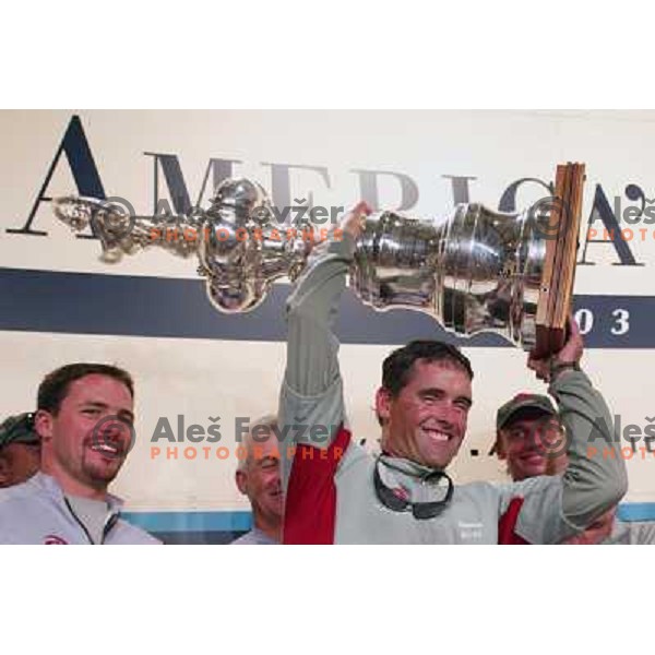 Russell Coutts at America\'s Cup Final sailing match race between team New Zealand and team Alinghi in Auckland, New Zealand on March 2, 2003. Team Alinghi defeated Team New Zealand 5:0