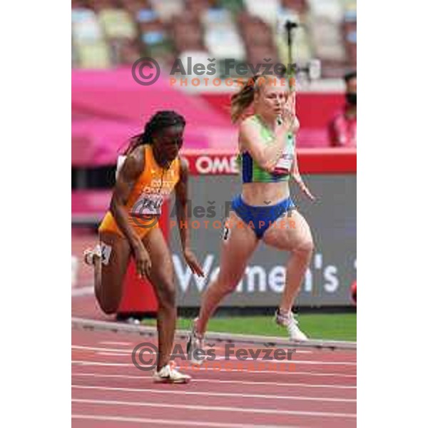 Maja Mihalinec Zidar (SLO) runs in qualification of Women’s 100 meters at Tokyo 2020 Summer Olympic Games, Japan on July 29, 2021