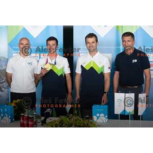 Primoz Roglic, Olympic time- trial champion during reception at Ljubljana Airport, Slovenia on July 30, 2021