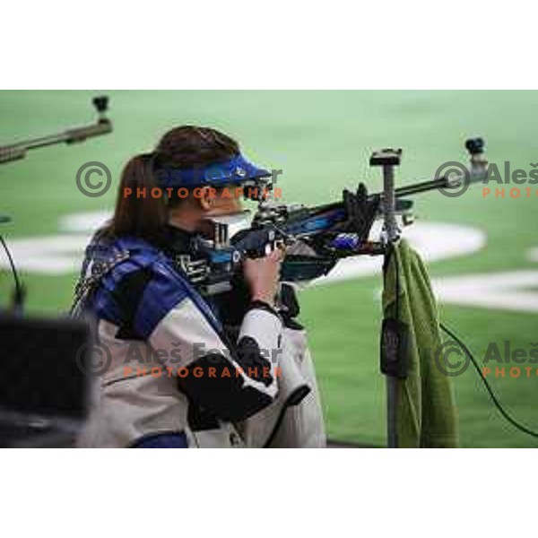 Ziva Dvorsak (SLO) competes in the final of Women’s Rifle 3 positions at Tokyo 2020 Summer Olympic Games, Japan on August 31, 2021