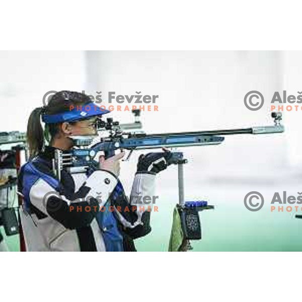 Ziva Dvorsak (SLO) competes in the final of Women’s Rifle 3 positions at Tokyo 2020 Summer Olympic Games, Japan on August 31, 2021