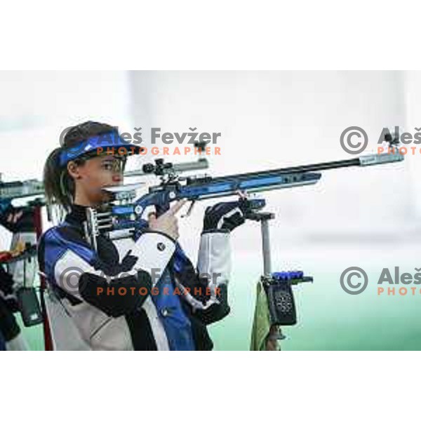 Ziva Dvorsak (SLO) competes in the final of Women’s Rifle 3 positions at Tokyo 2020 Summer Olympic Games, Japan on August 31, 2021