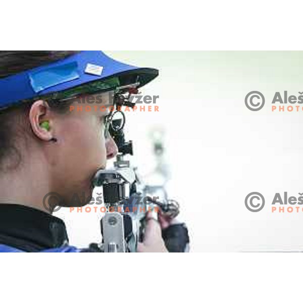 Ziva Dvorsak (SLO) competes in the final of Women’s Rifle 3 positions at Tokyo 2020 Summer Olympic Games, Japan on August 31, 2021
