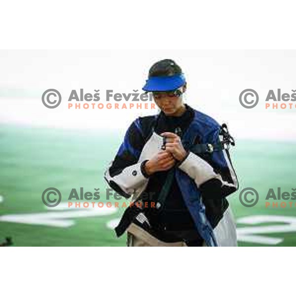 Ziva Dvorsak (SLO) competes in the final of Women’s Rifle 3 positions at Tokyo 2020 Summer Olympic Games, Japan on August 31, 2021
