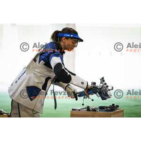 Ziva Dvorsak (SLO) competes in the final of Women’s Rifle 3 positions at Tokyo 2020 Summer Olympic Games, Japan on August 31, 2021