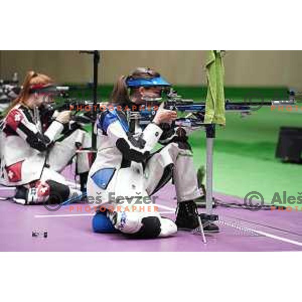 Ziva Dvorsak (SLO) competes in the final of Women’s Rifle 3 positions at Tokyo 2020 Summer Olympic Games, Japan on August 31, 2021