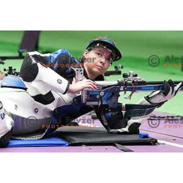 Ziva Dvorsak (SLO) competes in the final of Women’s Rifle 3 positions at Tokyo 2020 Summer Olympic Games, Japan on August 31, 2021