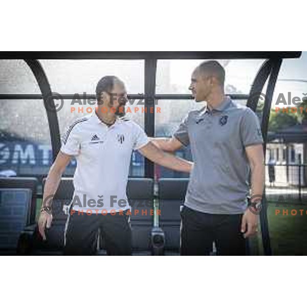 Ante Simundza, head coach of Mura and Dejan Grabic, head coach of Brav during Prva liga Telemach football match between Mura and Bravo in Fazanerije, Murska Sobota, Slovenia on July 31, 2021