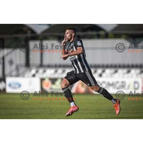 Amadej Marosa celebrating during Prva liga Telemach football match between Mura and Bravo in Fazanerije, Murska Sobota, Slovenia on July 31, 2021