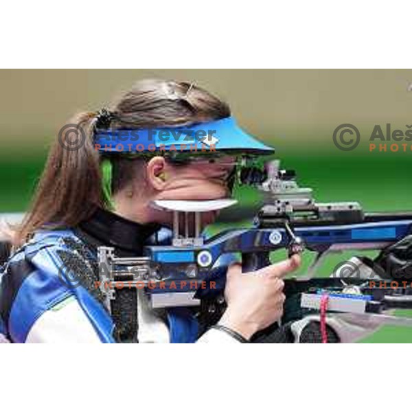 Ziva Dvorsak (SLO) competes in the final of Women’s Rifle 3 positions at Tokyo 2020 Summer Olympic Games, Japan on August 31, 2021