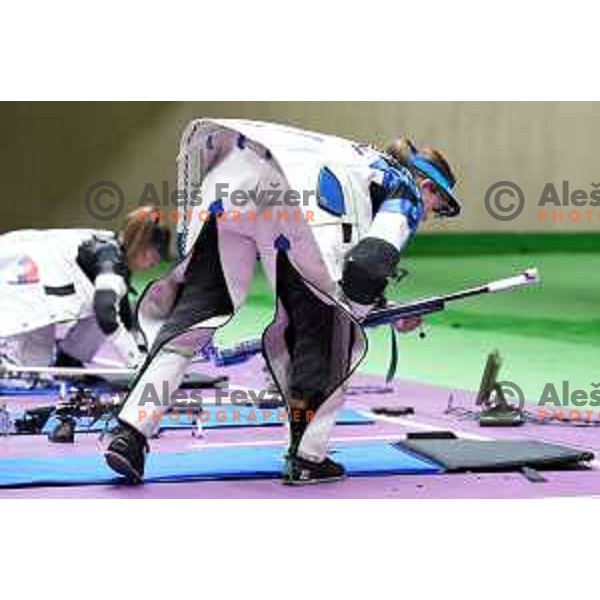 Ziva Dvorsak (SLO) competes in the final of Women’s Rifle 3 positions at Tokyo 2020 Summer Olympic Games, Japan on August 31, 2021