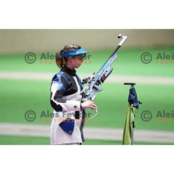Ziva Dvorsak (SLO) competes in the final of Women’s Rifle 3 positions at Tokyo 2020 Summer Olympic Games, Japan on August 31, 2021
