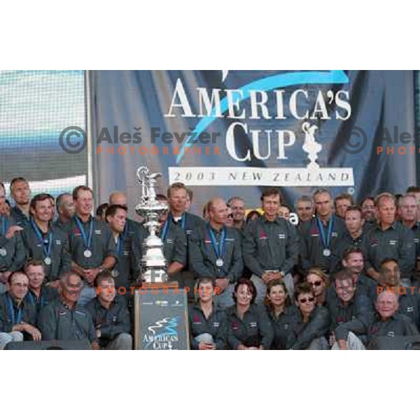 at America\'s Cup Final sailing match race between team New Zealand and team Alinghi in Auckland, New Zealand on March 2, 2003. Team Alinghi defeated Team New Zealand 5:0