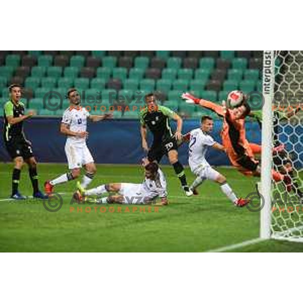 Antonio Delamea Mlinar in action during Prva liga Telemach fotball match between Olimpija and Maribor in Ljubljana, Slovenia on August 1, 2021