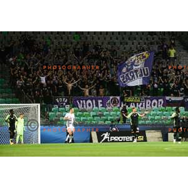 in action during Prva liga Telemach fotball match between Olimpija and Maribor in Ljubljana, Slovenia on August 1, 2021