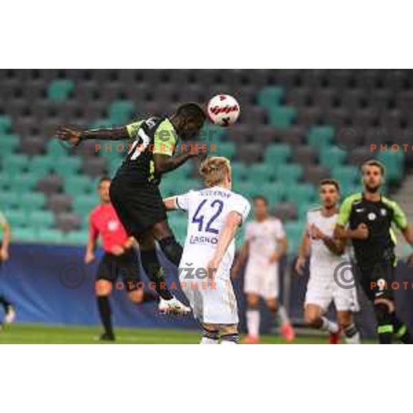in action during Prva liga Telemach fotball match between Olimpija and Maribor in Ljubljana, Slovenia on August 1, 2021