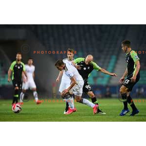 in action during Prva liga Telemach fotball match between Olimpija and Maribor in Ljubljana, Slovenia on August 1, 2021