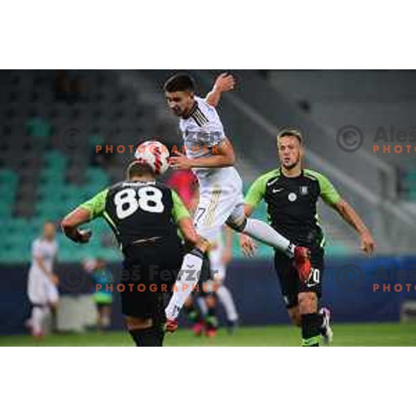 in action during Prva liga Telemach fotball match between Olimpija and Maribor in Ljubljana, Slovenia on August 1, 2021