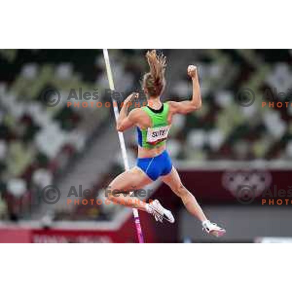 Tina Sutej (SLO) competes in qualification of Women’s Pole Vault at Tokyo 2020 Summer Olympic Games, Japan on August 2, 2021