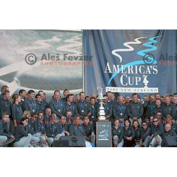 at America\'s Cup Final sailing match race between team New Zealand and team Alinghi in Auckland, New Zealand on March 2, 2003. Team Alinghi defeated Team New Zealand 5:0